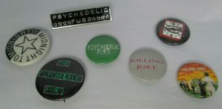 Killing Joke Furs 7 X Vintage 1980s Us & Uk Badges Pin Buttons Punk Wave