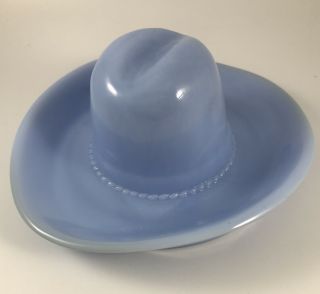Vtg 1930’s Jeanette Glass Delphite Blue Western Cowboy Hat Trinket Dish Ashtray