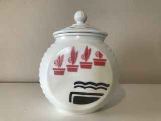 Anchor Hocking Fire King Vitrock Red Tulip Pots Grease Jar W/lid