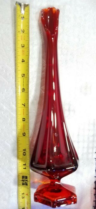 Vintage Mcm Red Swung Vase Approx 12 " Tall