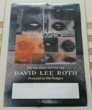 David Lee Roth Rare Vintage Promo Poster - Your Filthy Little Mouth - Van Halen