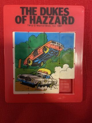 Vintage Dukes Of Hazzard Red Tray Slide Puzzle General Lee Apc 1981