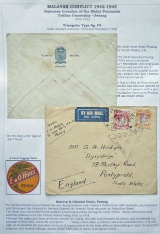 Malaya 21 Sep 1940 Wwii Censored Airmail Cover From Penang To Pontypridd,  Wales