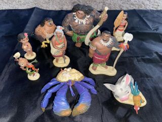 Disney Store Moana Deluxe Pvc Figure Figurine Play Set Crab Cake Toppers Figures