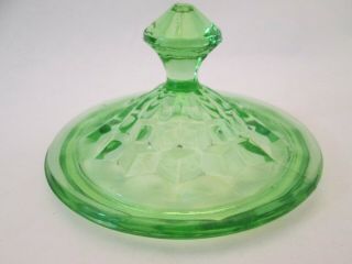 Sugar Bowl Cover Vintage Jeannette Glass Co Depression Green Cubist Pattern Exc
