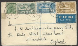 India Abroad 1929 Kgv 3 Airmail Stamps On Cover Maymyo Burma To England