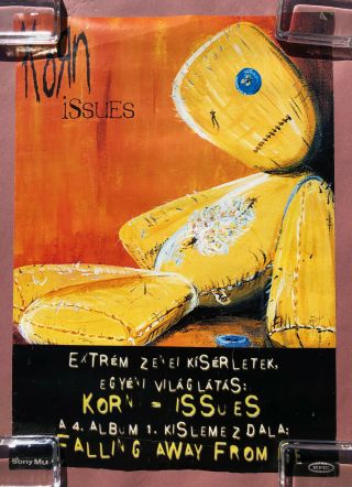 Korn Issues 1999 Hungary Promo Poster Falling Away From Me Nu Metal Vg,