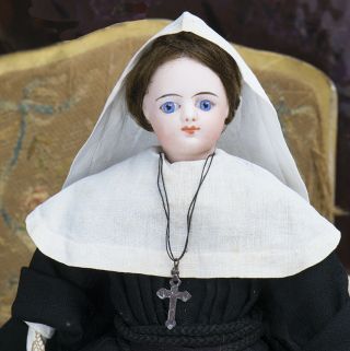 11 " Antique French All Fashion Gaultier Doll In Nun Costume,  C.  1880