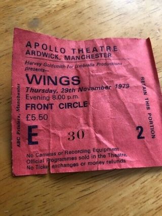Wings 1979 Entry Ticket 1970 