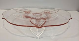 Vintage Pink Depression Glass Cake Plate With Feet