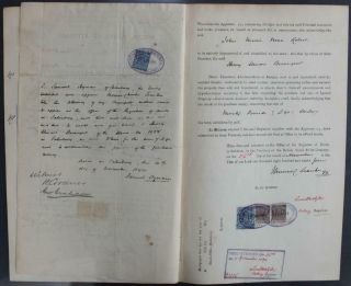 Rhodesia: 1894 Examples As Revenues On Deed Of Transfer Document (34654)