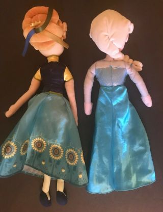 2 Disney Frozen Princess Plush Dolls Anna Elsa Plastic Face 2