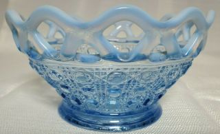 Vintage Blue Opalescent Glass Candy Dish/ Nut Bowl
