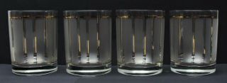 Set Of 4 Culver Old Fashioned Glasses Satin And Gold Old Stock