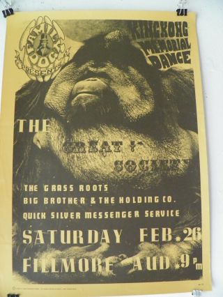 1966 Great Society Big Brother Quicksilver Messenger Family Dog Concert Poster