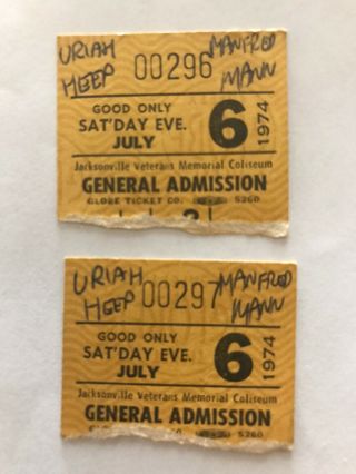 Uriah Heep Concert Ticket Stubs From 1974 & 1975