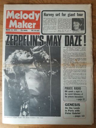 Melody Maker Newspaper March 15th 1975 Led Zeppelin May Daze Cover