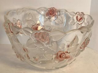 German,  Mikasa Bella Rose Pink Frost Crystal Bowl - Elegant