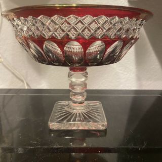 Reserved Gatorspanthersandnears13vintage Crystal Cut Ruby Red Cut To Clear Dish