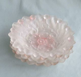 4 Indiana Glass Dessert/berry Bowls Pink Frosted Wild Rose Pattern