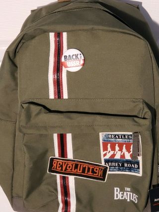 The Beatles Revolution Green Back Pack With Stitched Patches Nwt Licensed