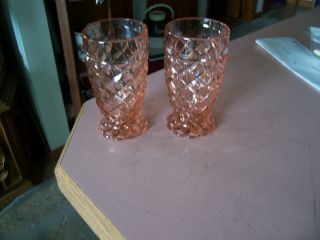 Waterford Waffle 5 1/4 " Pink 10 Oz Footed Tumblers (2) - More Available