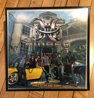 Hinder " Take It To The Limit " 12 X12 Autograph Framed Poster