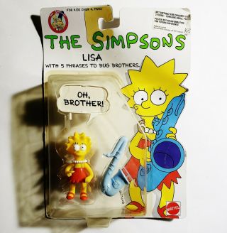 The Simpsons - Lisa Simpson Action Figure (mattel,  1990) On Card Vintage