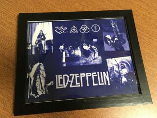 Led Zeppelin 8 By 10 Black And White Photo With Wood And Glass Frame Man Cave