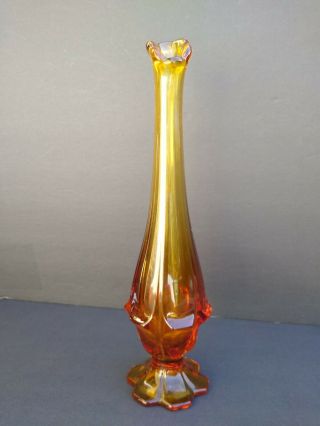 Vintage Fenton Amber Valencia Colonial Footed Flared Swung Vase