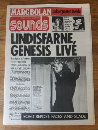 Sounds Music Newspaper June 9th 1973 Peter Gabriel Cover Marc Bolan Poster