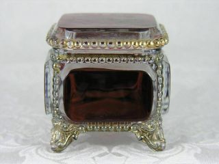Westmoreland Glass ruby stained & gold Victorian Trinket Box 1924 Mo State Fair 3