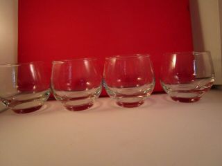 Vintage Libbey Tempo Clear Glass Set Of 4 Old Fashioned Roly Poly Glasses A