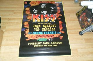 Kiss - Finsbury Park 1997 Orig Poster Rage Against The Machine Glam Rock Vg