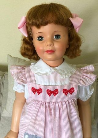 Vintage Ideal 35 " Patti Playpal Strawberry Blonde Curly Hair Doll W/outfit