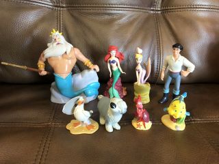 Disney The Little Mermaid Plastic Figures/cake Toppers Set Of 8 Ariel Ursula