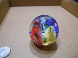 Jim Karg Studio Art Glass Paperweight Multi Color Swirl with Controlled Bubbles 2