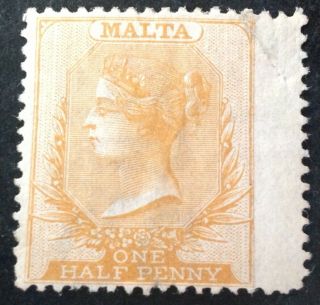 Malta 1860,  1/2d Brown Orange Stamps Hinged