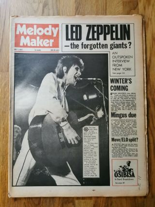 Melody Maker Newspaper July 1st 1972 David Bowie And Led Zeppelin Cover