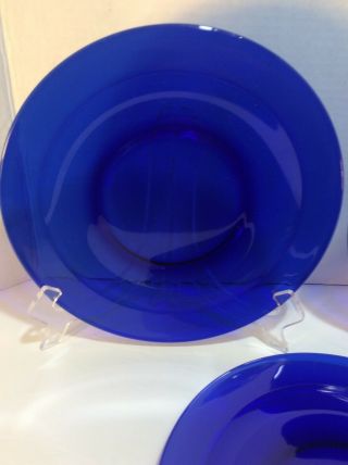 Set Of 3 Vintage Dark Cobalt Blue Solid Glass Dinner Plates - 10.  25” 3