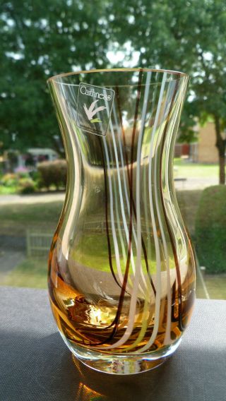 Rare Vintage Caithness " Oban " Art Glass Vase Charles Orr / Peter Huin In Amber