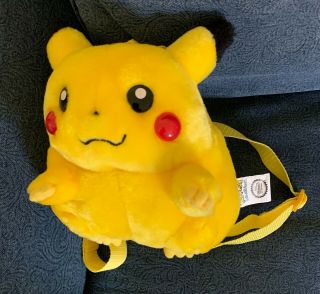 Vintage Pokemon Pikachu Small Plush Backpack,  Nintendo Officially Licensed,  1999