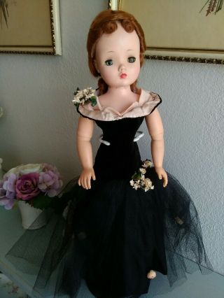 Vintage Madame Alexander CISSY Doll 1950s,  Red Hair,  Black Mermaid Gown 2