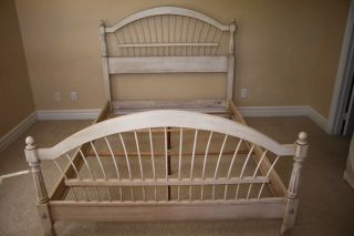 Ethan Allen Country French Queen bed headboard footboard & Rails 2