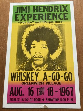 Jimi Hendrix Experience Poster Whiskey A - Go - Go 1967 Greenwich Village Concert