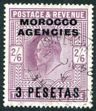 Morocco Agencies - 1907 - 12 3p On 2/6 Pale Dull Purple Sg 121 Fine V30423
