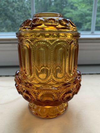 Le Smith Moon & Stars Glass Yellow Amber Glass Fairy Lamp Vintage Retired