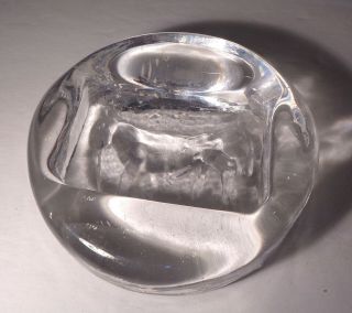 Kosta Boda Erik Hoglund 2¾ " Round Clear Glass Bull Dish Paperweight Ashtray