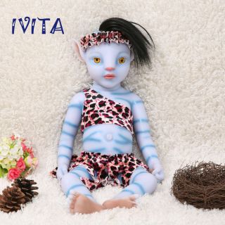 Lifelike 18 " Gloden Eyes Avatar Girl Silicone Reborn Baby Doll With Hair Xmas