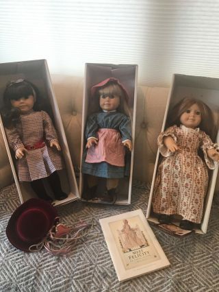 Pleasant Company Retired American Girl Dolls - Samantha,  Kirsten & Felicity